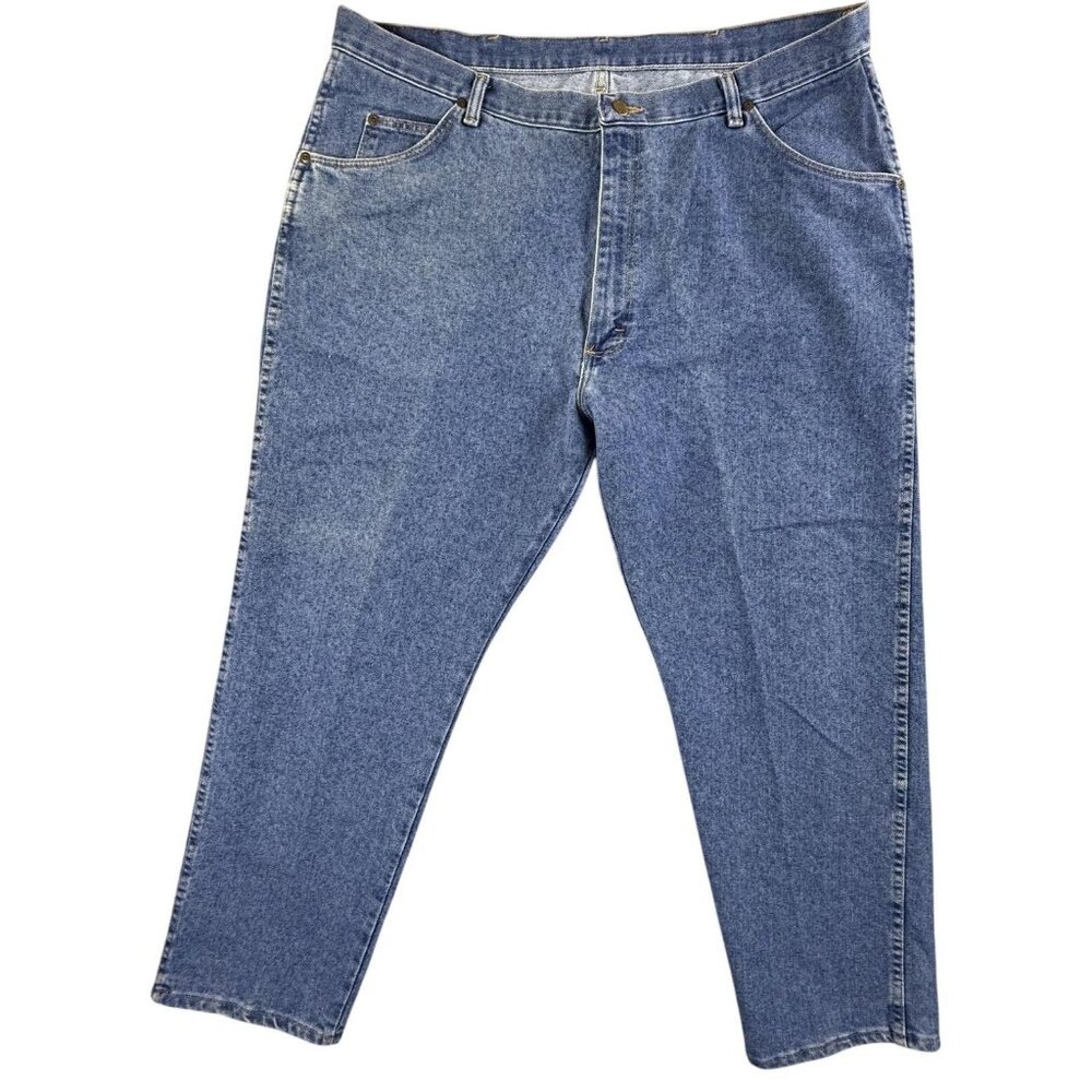 Vintage Wrangler Rugged Wear Jeans Mens 42x30 Blue Straight Leg Denim USA Made